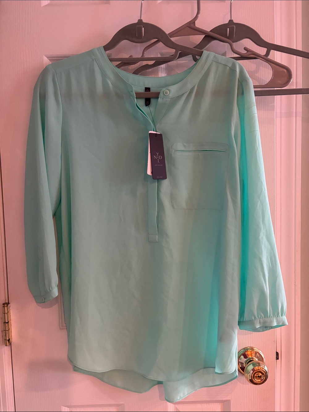 NYDJ Mint Green Long Sleeve Henley Tunic